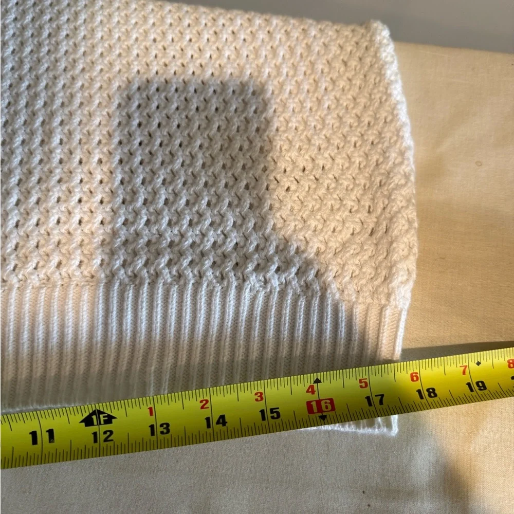 J Crew, White Sweater with Intricate Open-Weave Design and large buttons, Size M